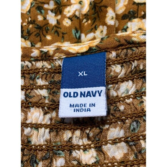 Old Navy Top Blouse XL Extra Large Peplum Long Sleeve Floral Smock Peasant New - Picture 6 of 7